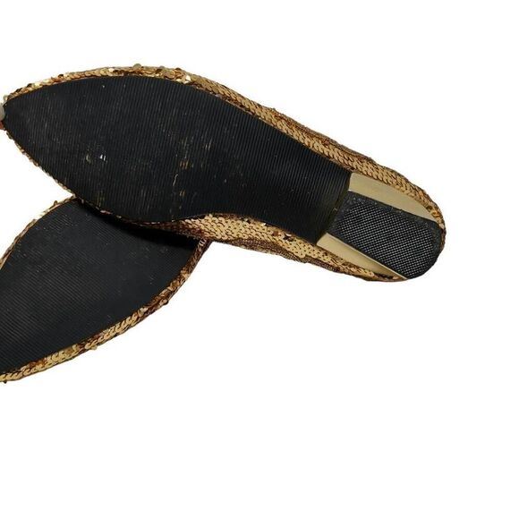 Vintage Gold Sequin Shoes with Dark Gold Glass Beading | Size 10 | Circa 1980s-1 - Picture 5 of 7